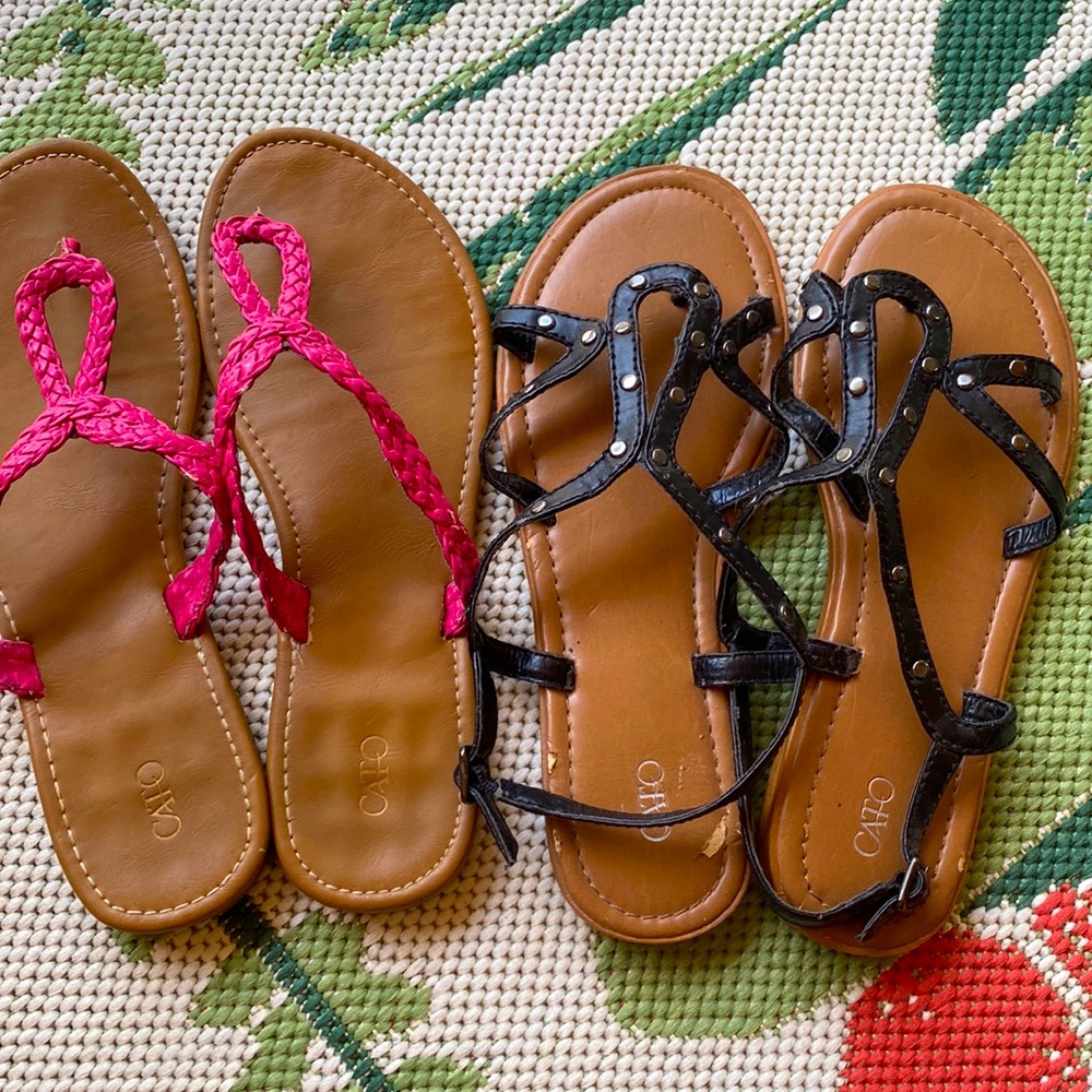 (2) Pair Sandals by CATO Pink & Black | |Size 9